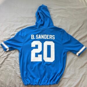 Detroit Lions Barry Sanders 20 Short Sleeve Hoodie Jersey Large Mitchell & Ness